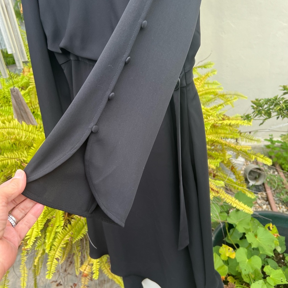 NWOT-Beautiful black silk open back midi dress. Great for semi formal-holidays - Picture 4 of 7